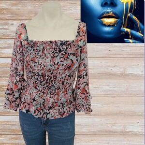 Bar III Women's Floral Print Blouse Top Side Tie‎ Multicolored  Sz XXS